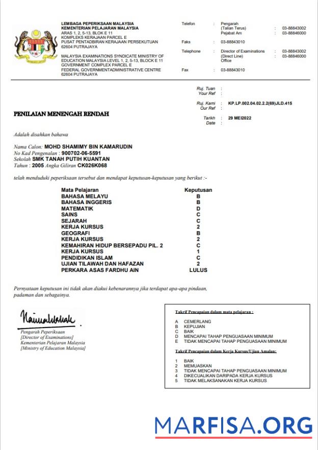Realistic Malaysia Ministry of Education certificate template in Word and PDF format